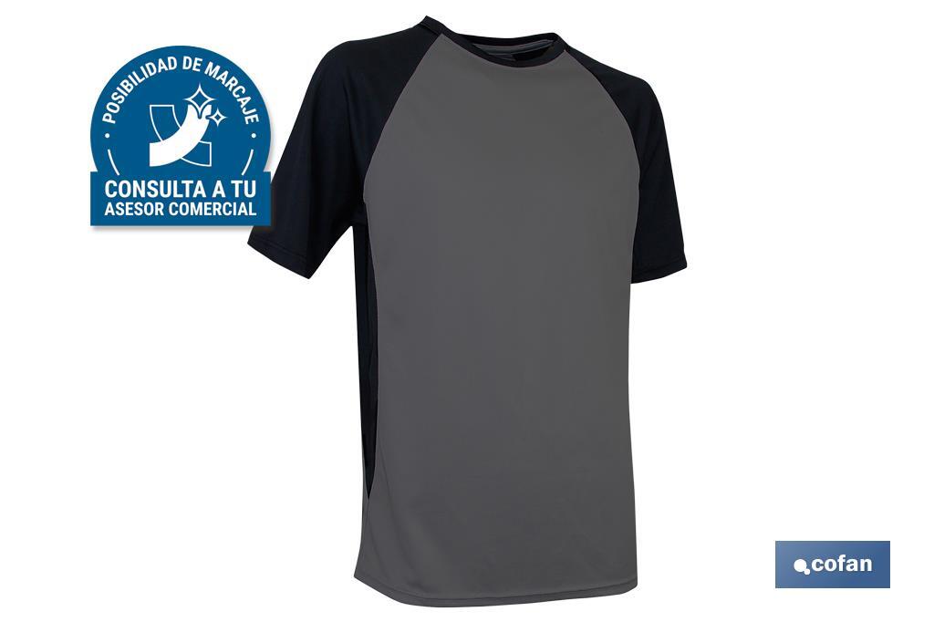 Camiseta transpirable | Composición 100% Poliéster | Modelo Pilote | Color Gris-Negra | Gramaje 160 g/m2 | Talla XL
