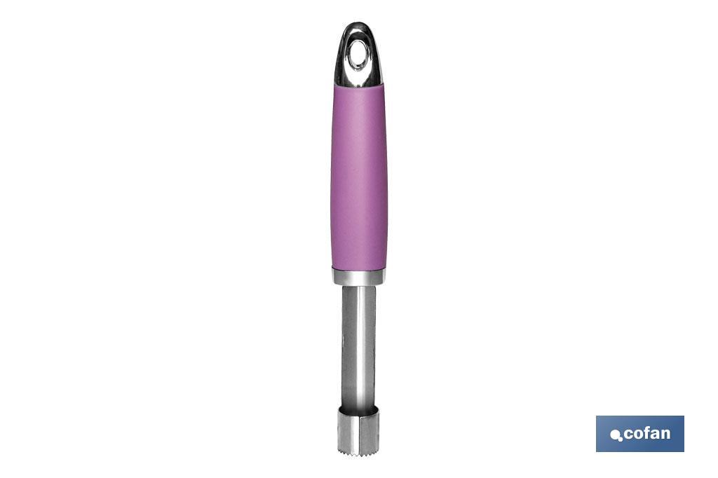 Descorazonador Modelo Sena | Fabricado en Acero Inox. con Mango ABS | Color Rosa | Medida: 21 cm