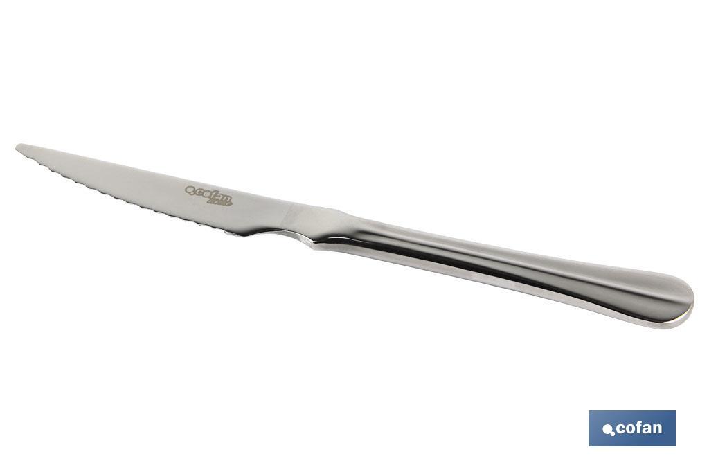 Cuchillo de Carne | Modelo Bolonia | Fabricado en Acero Inox. 18/00 | Envase blíster 2 o 12 unidades