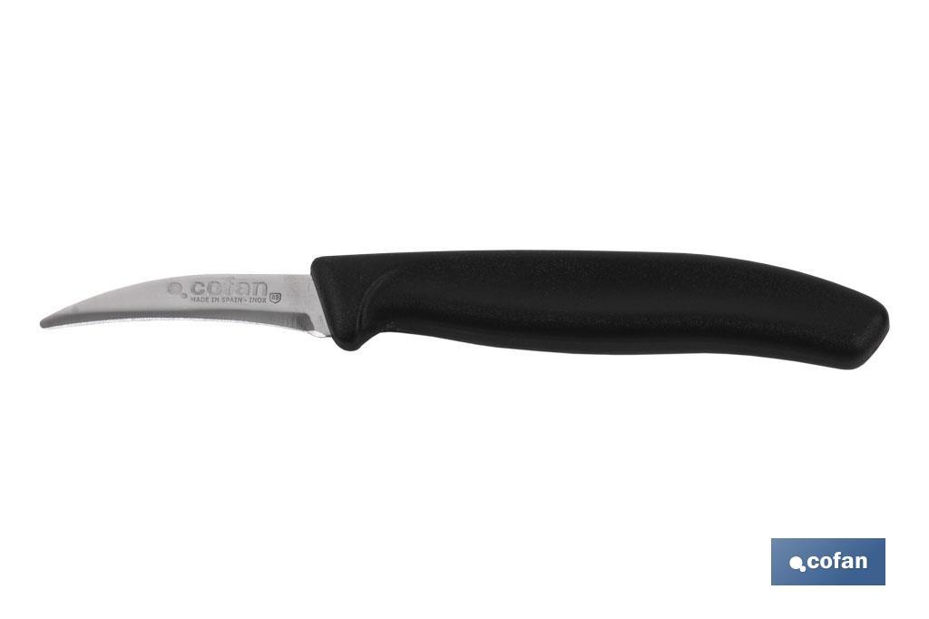 Cuchillo de Recolección | Pack de 12 Unidades | Modelo puntilla curva | Medida de la hoja 60 mm | Mango de Color negro