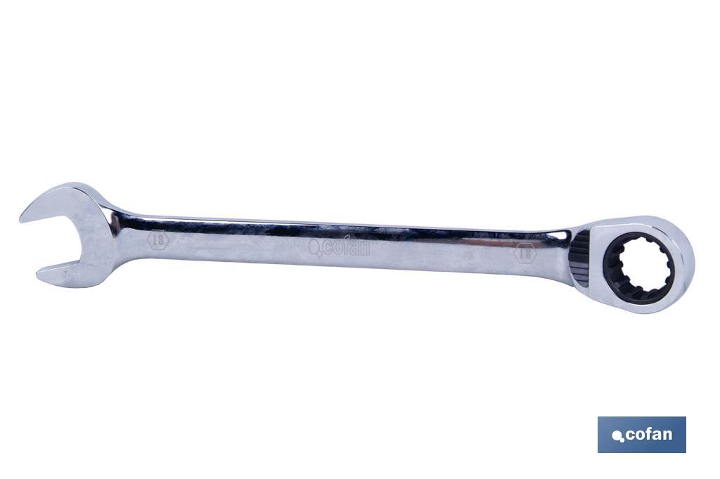 Llave combinada con carraca reversible | Medidas desde 8 hasta 27 mm | Acero pulido