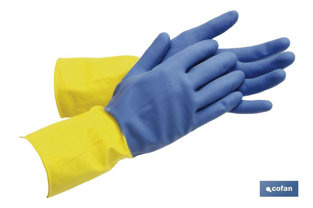 Guante reforzado de menaje | Bicolor azul y amarillo | Diferentes tallas