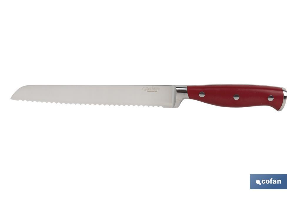 Cuchillo Panero con forjado francés | En Color Rojo | Medida de la hoja de 21 cm